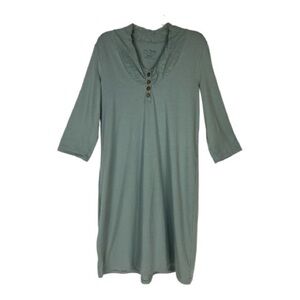 Neon Buddha Sz Large Dress Gathered Collar Green Sleeves Lagenlook